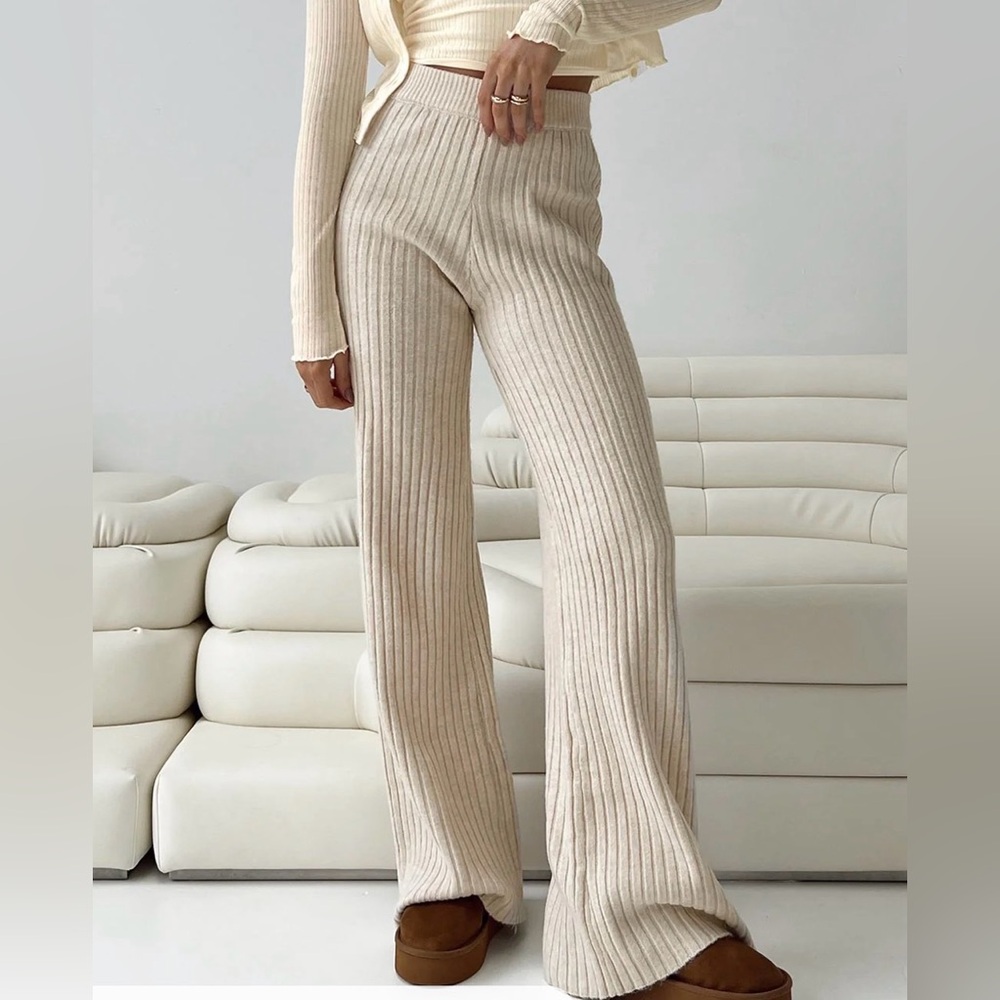 Princess Polly Cream Knit Pants